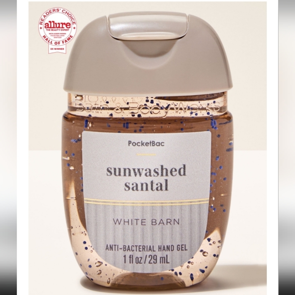 White Barn Sunwashed Santal Hand Gel with Blue Accents